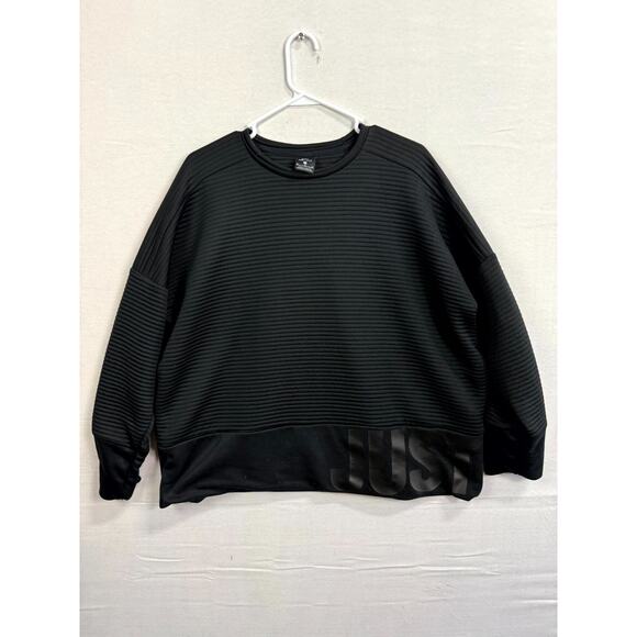 Nike Sweatshirt Women XL Black Just Do It DRI-Fit Crew Neck Long Sleeve Pullover - Picture 1 of 10